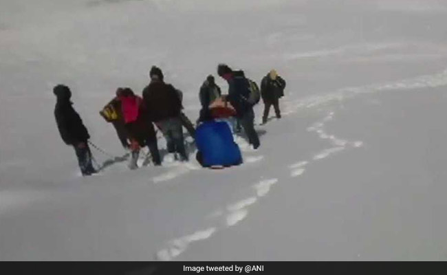 Himachal Residents Carry Patient On Sleigh For 40 Km Through Snow To Reach Hospital