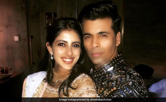 Navya Naveli And Karan Johar At Swiss Ambani Party. Pic Courtesy Shweta Bachchan Nanda