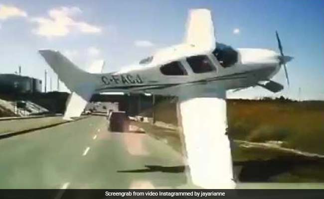 Dashcam Footage Shows Plane Narrowly Miss Traffic Before Crash