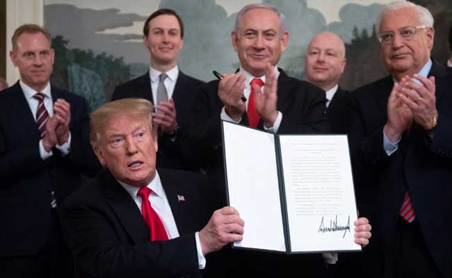 Trump Signs US Recognition Of Israeli Sovereignty Over Golan Heights