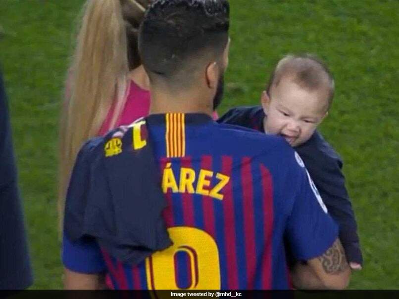Luis Suarez's Son Bites Father On Shoulder To Bring Back