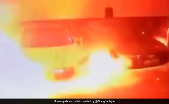 Parked Tesla Car Bursts Into Flames In Shanghai, Video Is Viral