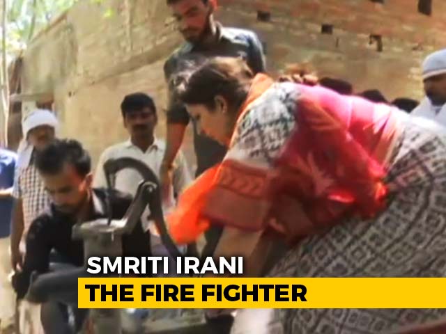Watch - How Union Minister Smriti Irani Helped Put Out A Fire In Amethi