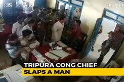 Tripura Congress Chief Slaps Man Who Attacked Sister's Convoy Tripura Congress Chief Slaps Man Who Attacked Sister's Convoy