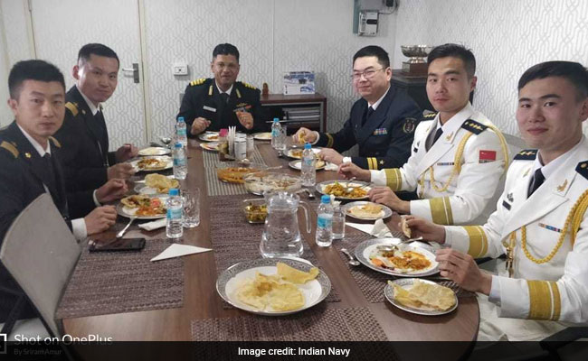 Chinese Officers Treated To Chole Bhature Onboard INS Shakti