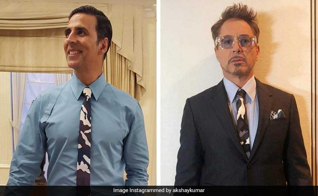 <i>Avengers</i> Star Robert Downey Jr And Akshay Kumar In A 'Tie Face-Off.' The Internet's Take Is....