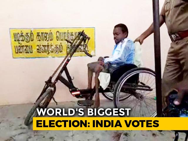 This Differently-Abled Man Reaching A Polling Booth To Vote Is Winning Hearts