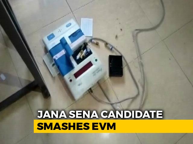 Watch: Furious Andhra Candidate Smashes EVM At Polling Station, Arrested