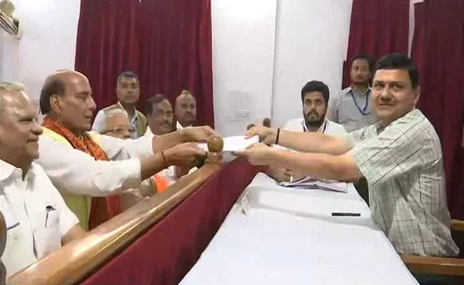 As BJP's Rajnath Singh Files Poll Papers In Lucknow, No Rival Yet