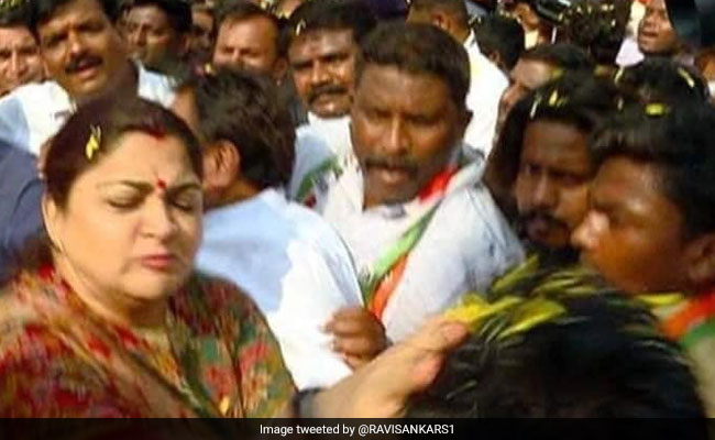 On Video, Man Misbehaves With Khushbu At Rally. She Responds With A Slap