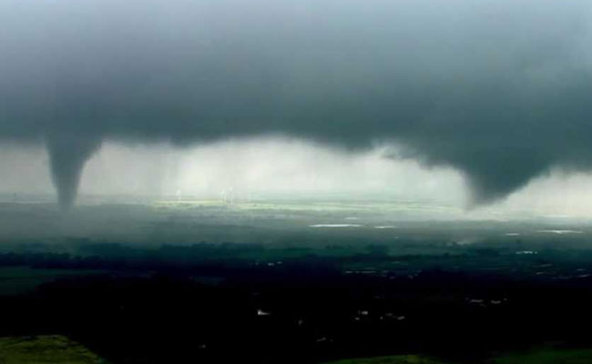 Twin Tornadoes Form In Oklahoma. Rare Phenomenon Caught On Camera