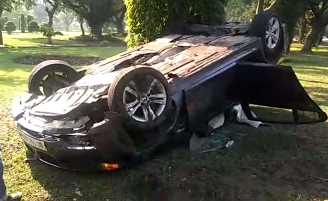 Woman Injured As Her BMW Flips Over At VIP Zone In Delhi