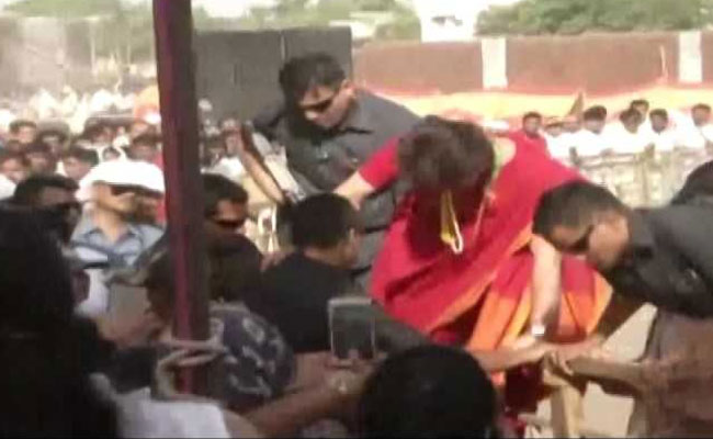 Watch: Priyanka Gandhi Jumps Over Barricade To Meet Supporters