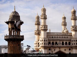 Charminar Minaret Plaster Falls Amid Heavy Rain In Hyderabad Charminar Minaret Plaster Falls Amid Heavy Rain In Hyderabad