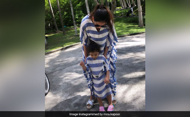 How Cute Is This Pic Of Mira Rajput And Misha Twinning In Striped Outfits