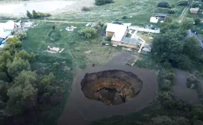 Watch: Giant Sinkhole, Deep As Multi-Storey Building, Opens Up In Russia