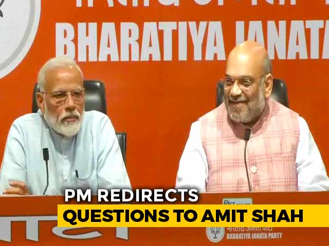 PM Modi Sits In On Press Conference, Redirects Questions To Amit Shah