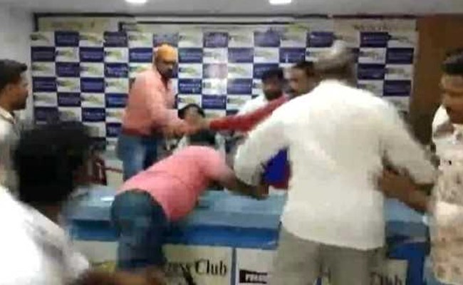 Dalit Body Chief Attacked During Press Conference In Hyderabad