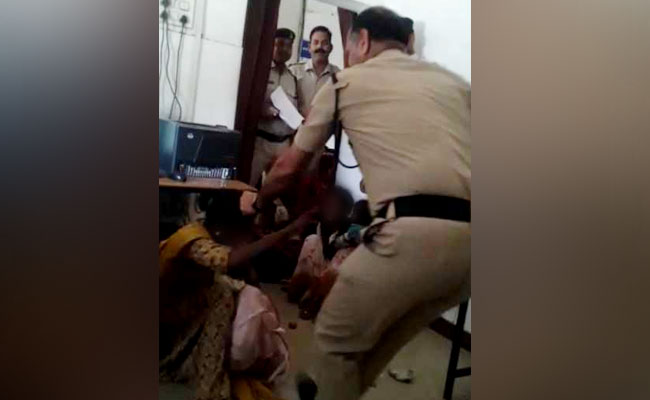 Gwalior Cop Caught On Camera Hitting Woman With Child Inside Station
