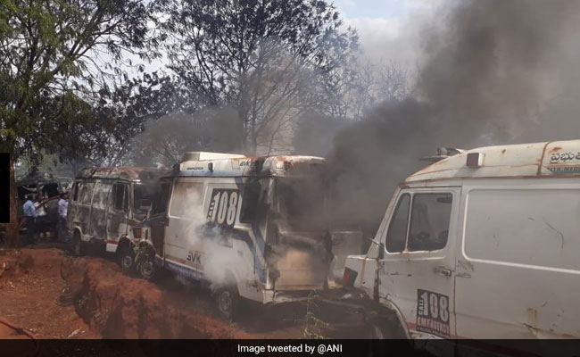 50 Government Ambulances Gutted In Fire In Hyderabad