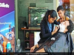 Sachin Tendulkar Gets A Shave From 'Barbershop Girls' Of Uttar Pradesh Sachin Tendulkar Gets A Shave From 'Barbershop Girls' Of Uttar Pradesh