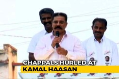 Slippers Thrown At Kamal Haasan Amid Controversy Over Godse Remark Slippers Thrown At Kamal Haasan Amid Controversy Over Godse Remark