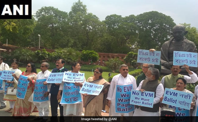 Trinamool Lawmakers Protest In Parliament Against Use Of Voting Machines