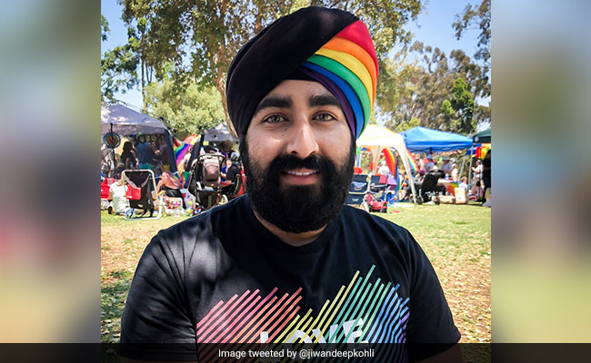Tweets Pour In For Sikh Man Who Wore Rainbow Turban At Pride March In US