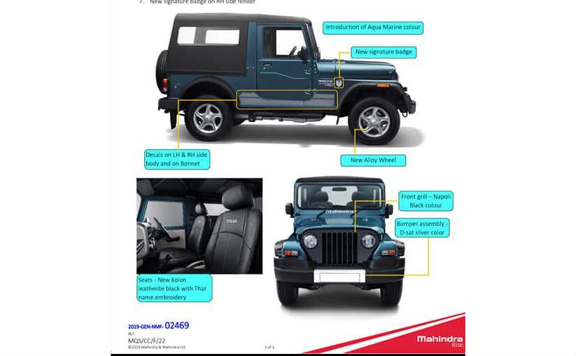 Mahindra Thar Signature Edition Details Leaked; Launch Soon Mahindra Thar Signature Edition Details Leaked; Launch Soon