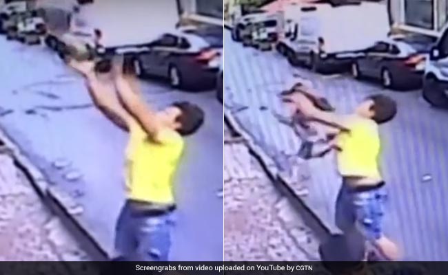 Baby Falls From Second Floor, Caught By Teenager In Hair-Raising Video