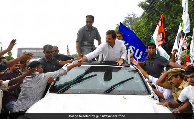 Unfazed By Rain, Rahul Gandhi's Supporters Cheer For Him In Kerala