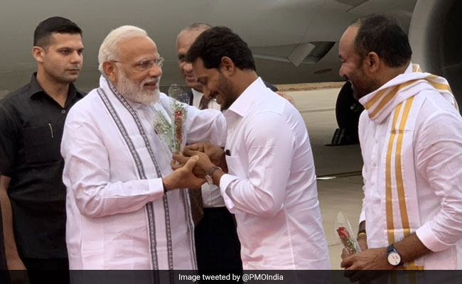 Jagan Reddy Receives PM Modi On His Visit To Andhra Temple Town Tirupati