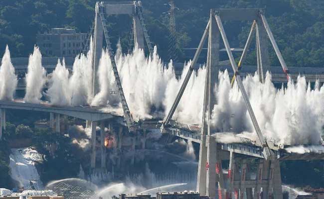 Watch How A Collapsed 4,500-Tonne Italian Bridge Was Blown Up In Seconds