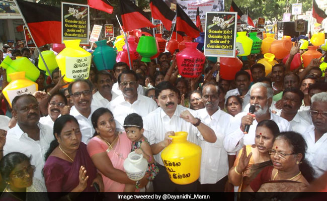 DMK Holds State-Wide Protest Over Water Shortage In Tamil Nadu