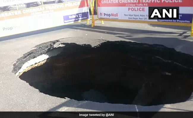 Road Caves In At Busy Chennai Intersection, Traffic Affected