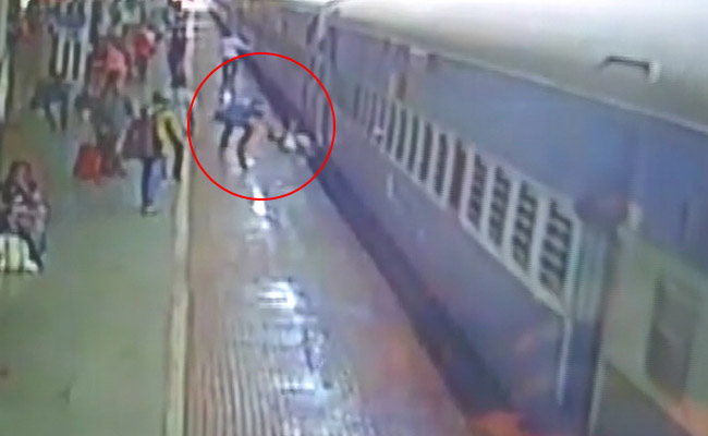 Chilling Moment When Man Falls Between Moving Train And Platform