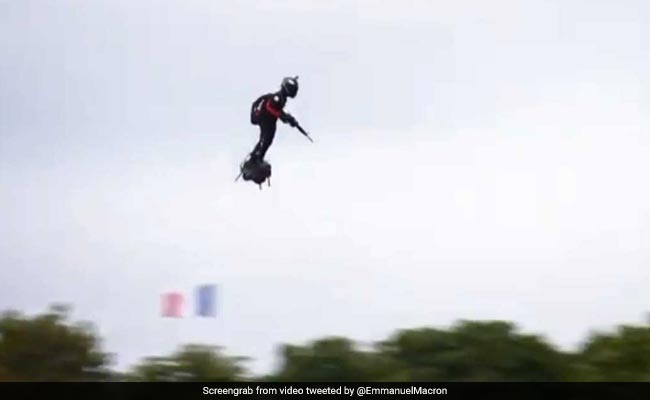 "Flying Soldier" Soars Over Paris For Bastille Day Celebrations