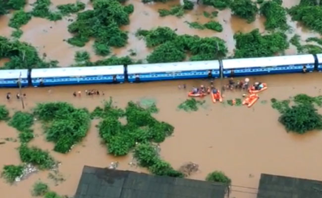 Choppers, Boats Rescue Hundreds From Train Stuck Near Mumbai After Rain