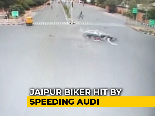 Man Flung 30 Feet As Speeding Audi Rams Bike At Intersection In Jaipur