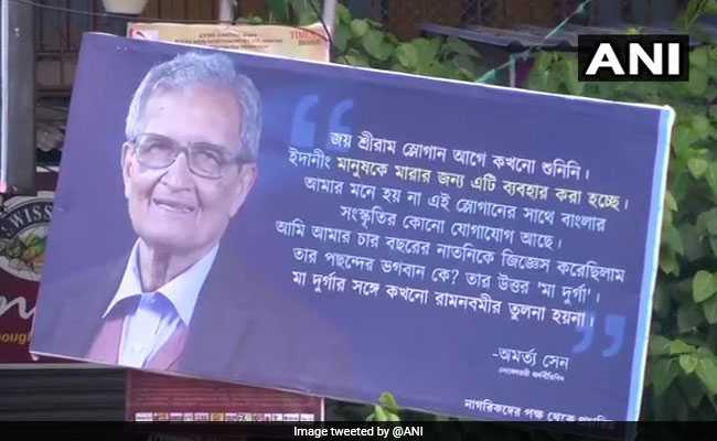 Posters With Amartya Sen's Remarks On <i>"Jai Shri Ram"</i> Slogan In Kolkata