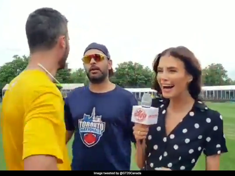 GT20 लीग: बेन कटिंग का इंटरव्‍यू ले रही थीं मंगेतर एरिन हॉलैंड, बीच में जा धमके युवराज सिंह ने पूछा यह सवाल, देखें VIDEO