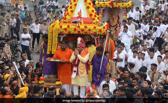 Vijay Rupani, Nitinbhai Patel Offer Prayers At Jagannath Temple