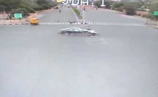 Man Flung 30 Feet As Speeding Audi Rams Bike At Intersection In Jaipur
