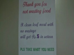 "Rs 5 Coin Gift": Tamil Nadu Restaurant's Novel Way To Stop Food Wastage "Rs 5 Coin Gift": Tamil Nadu Restaurant's Novel Way To Stop Food Wastage