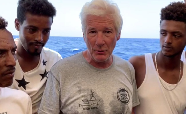 Richard Gere Delivers Food To Stranded Migrants Ship in Mediterranean