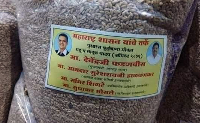 Row Over Devendra Fadnavis' Pictures On Maharashtra Flood Relief Material