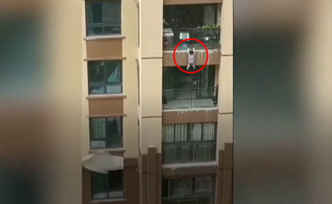 Caught On Camera: Toddler Survives Six-Storey Fall