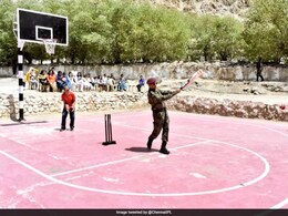 MS Dhoni Plays Cricket With Kids In Leh. See Picture MS Dhoni Plays Cricket With Kids In Leh. See Picture