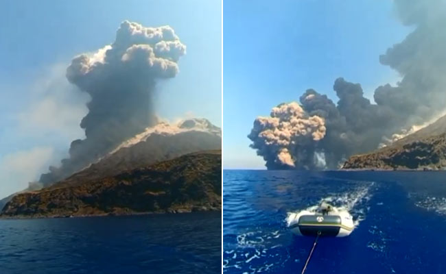 Boaters Rush To Safety As Volcano Erupts On Island. Watch