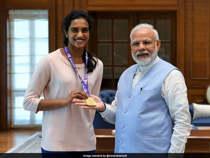 PV Sindhu meets Prime Minister Narendra Modi in Delhi PV Sindhu meets Prime Minister Narendra Modi in Delhi